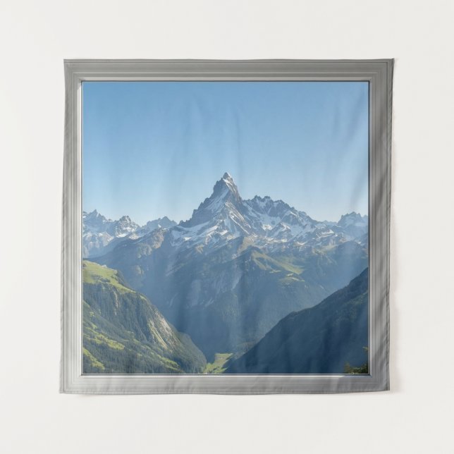 Tapiz Square Window with Views of the Swiss Alps (Anverso)