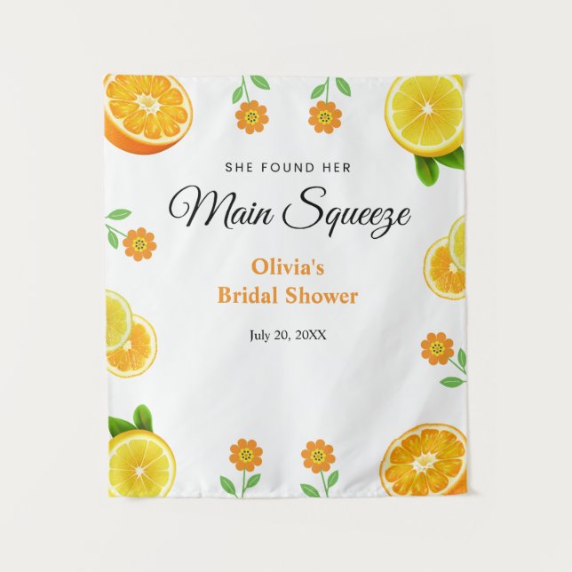 Tapiz Squeeze Citrus Lemon Bridal Shower Fondo (Anverso)