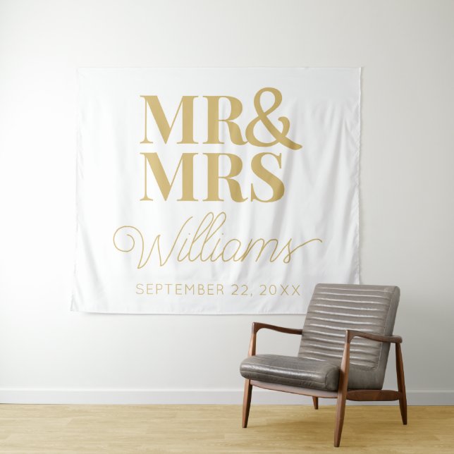 Tapiz Sr. Mrs. Boda Bridal Shower Modern Backdrop (In situ (horizontal))