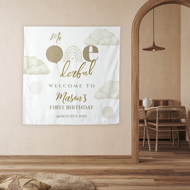 Tapiz Sr Onederful Nube Sueño Boho Neutral 1er Cumpleaño (Subido por el creador)