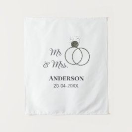 Tapiz Sr. y Sra. añada apellido fecha año de boda favor 