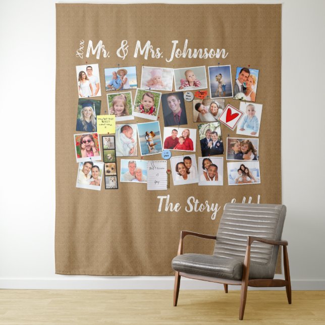 Tapiz Sr. y Sra. Boda 🤵 👰 Historia del Collage de foto (In situ)