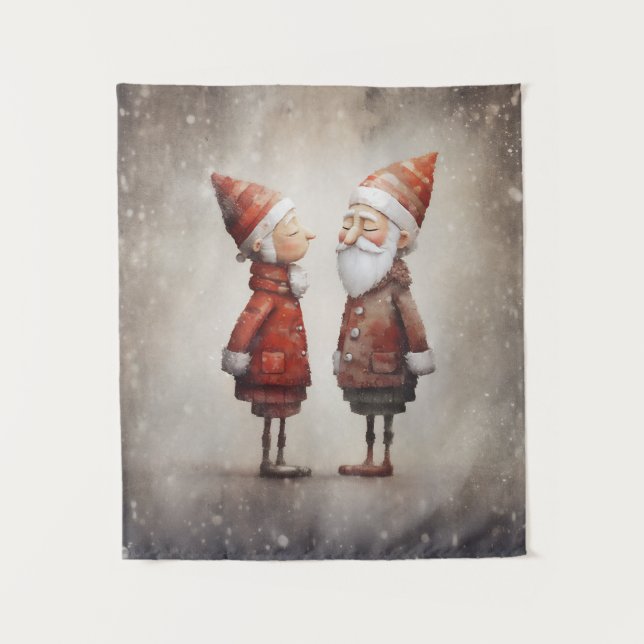 Tapiz Sra. Whimsical y Sr. Claus Personalizado (Anverso)