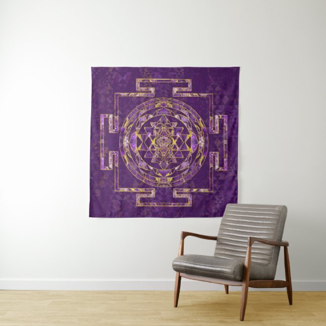 Tapiz Sri Yantra/amatista y oro de Sri Chakra (In situ)