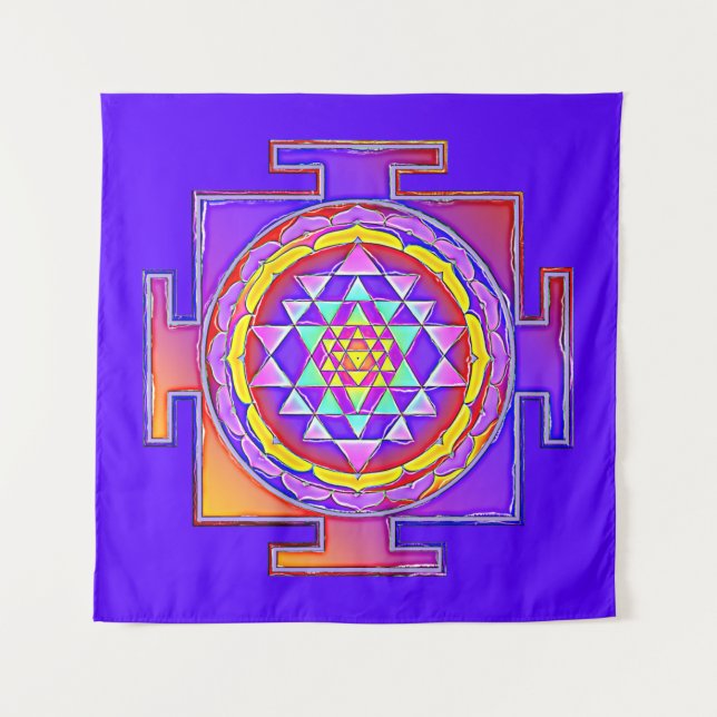 Tapiz Sri Yantra - Diseño de símbolo del hinduismo 1 (Anverso)