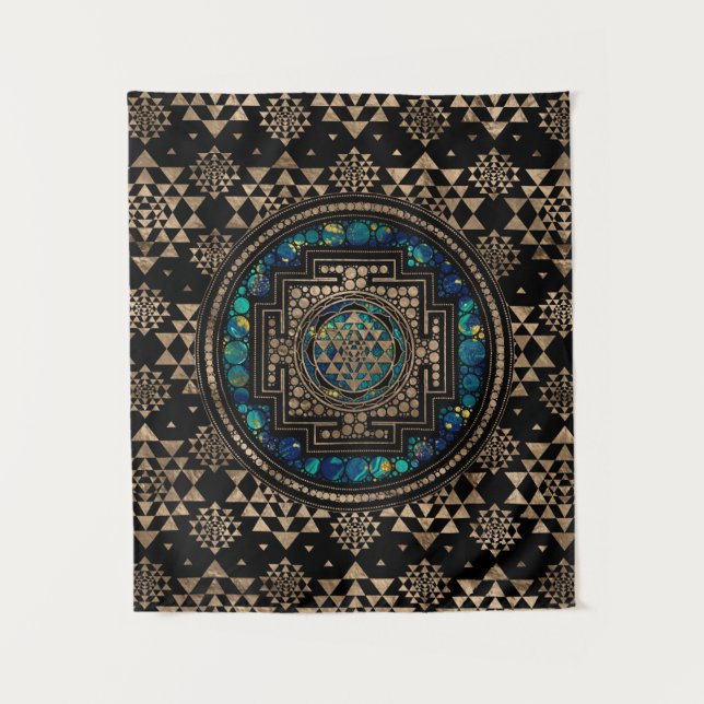 Tapiz Sri Yantra/mármol y oro de Sri Chakra (Anverso)