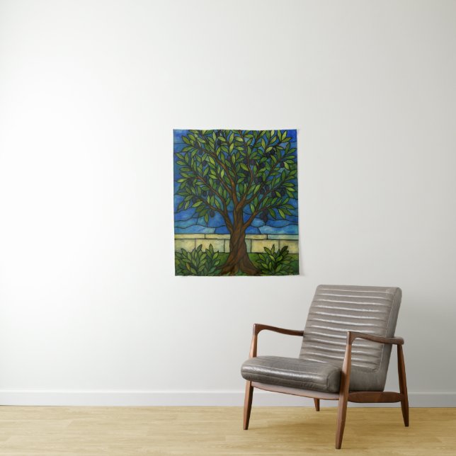 Tapiz Stained Glass Olive Tree Wall Tapestry – Nature (In situ)