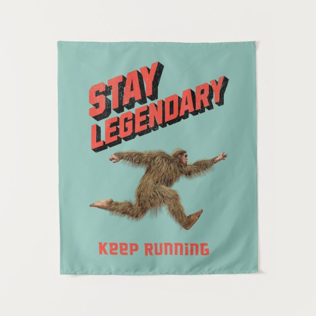 Tapiz Stay Legendary, Keep Running Funny Bigfoot (Anverso)