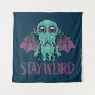 Tapiz Stay Weird Cute Cthulhu Monster