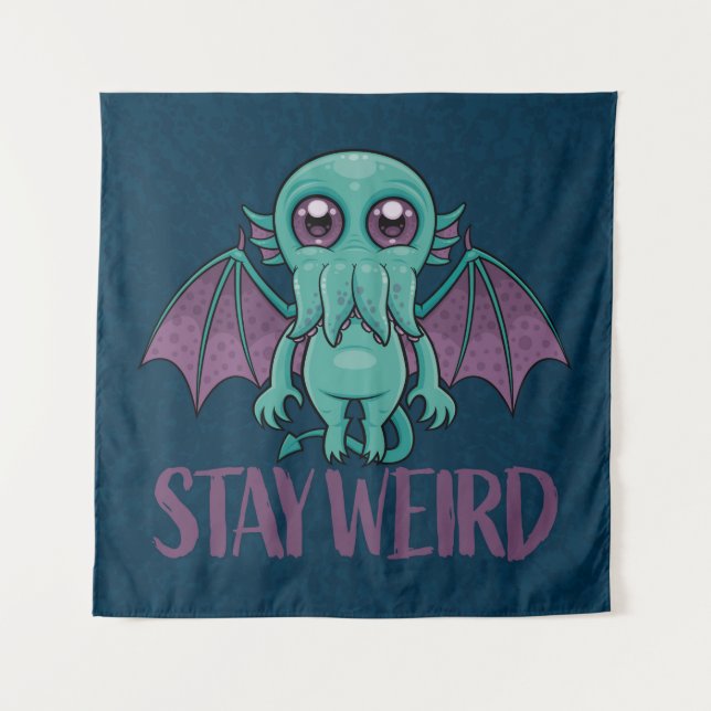 Tapiz Stay Weird Cute Cthulhu Monster (Anverso)
