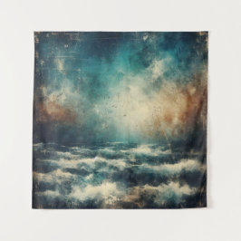 Tapiz Stormy Blue Ocean Old Photograph