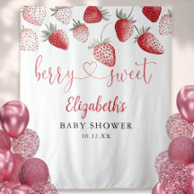 Strawberry Berry Sweet Baby Shower Photo Backdrop