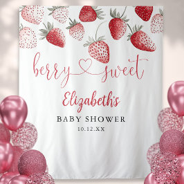 Tapiz Strawberry Berry Sweet Baby Shower Photo Backdrop