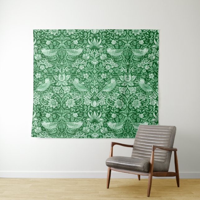 Tapiz Strawberry Thief Green, William Morris (In situ (horizontal))