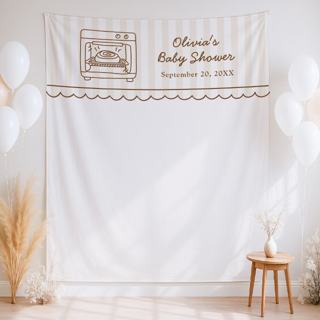 Tapiz Stripe Bun in the Oven Baby Shower Backdrop (Subido por el creador)