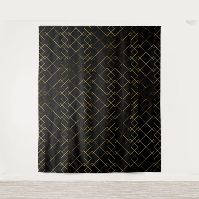 Tapiz Stylish Gold Geometric Box Design Black (Anverso)