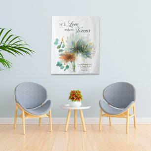 Tapiz Su amor perdura por siempre las escrituras blancas