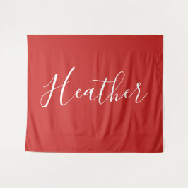 Tapiz Su guión blanco Personalizado en rojo