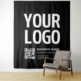 Tapiz Su logotipo con código QR editable y texto