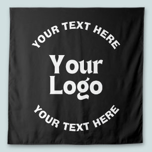 Tapiz Su logotipo o imagen y texto editable Negro y bl