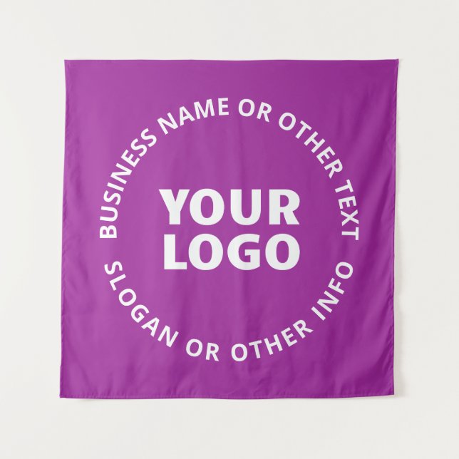 Tapiz Su logotipo y texto de Personalizable | Violeta pú (Anverso)