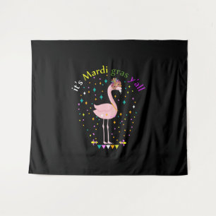 Tapiz Su Mardi Gras Yall Funny Mask Flamingo Lover