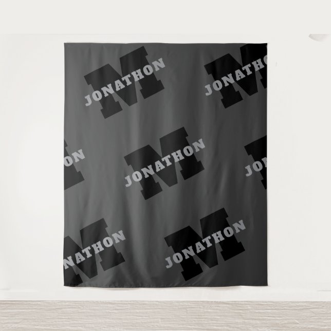 Tapiz Su nombre o nombre comercial | Gris Masculino Mode (Anverso)