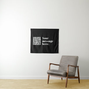 Tapiz Su propio código QR cargado y texto retro editable