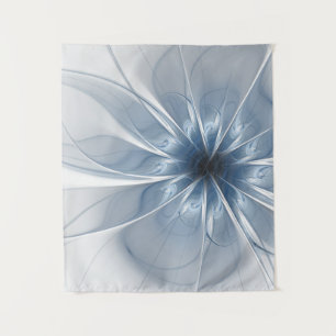 Tapiz Suave y delicado flor de fantasía fractal azul