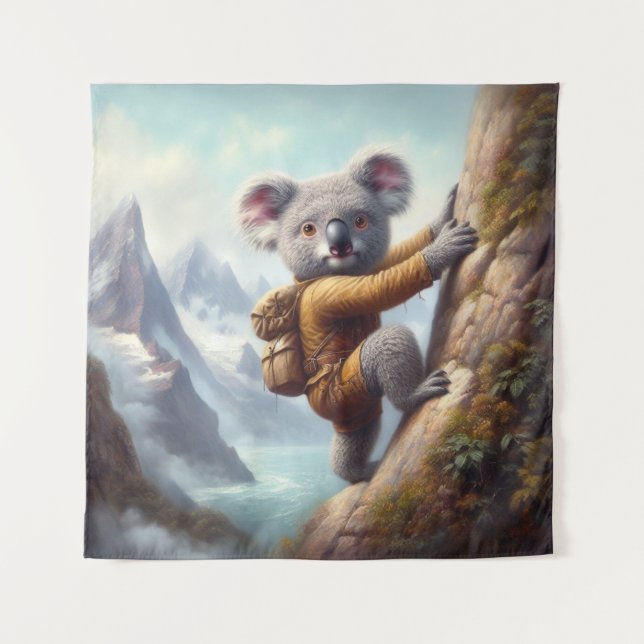 Tapiz Subir montañas con koalas (Anverso)