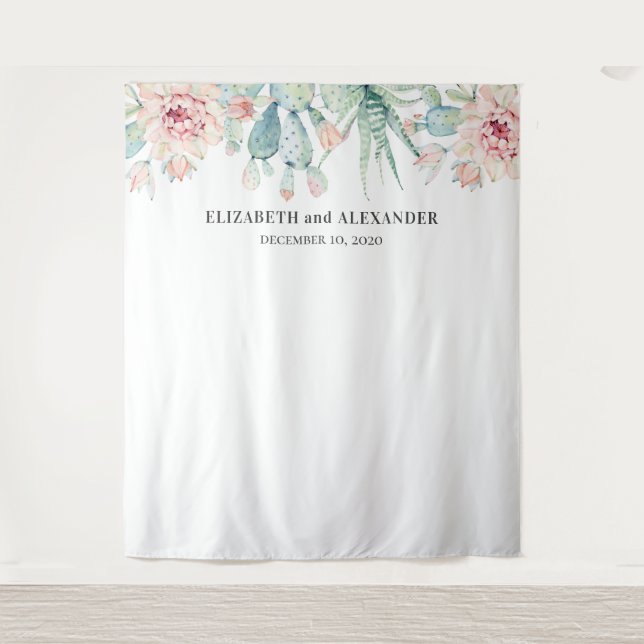 Tapiz Suculentas circunstancias bodas. Fondo Cactus (Anverso)