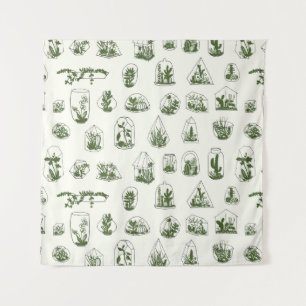 Tapiz Suculento Florario: Diseño Geométrico Vintage.
