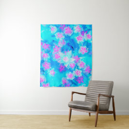 Tapiz Suculento sedum subacuático azul y rosa caliente