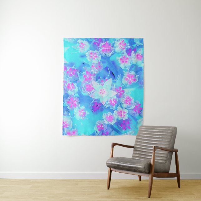 Tapiz Suculento sedum subacuático azul y rosa caliente (In situ)