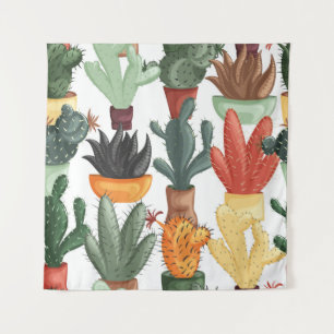 Tapiz Suculentos, cactús: lindo patrón floral.