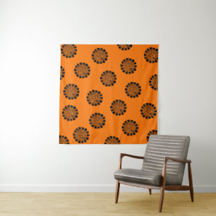 Tapiz Sueños de mandarín patrón naranja y negro