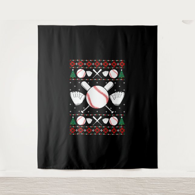 Tapiz Suéter de Navidades feos de béisbol (Anverso)