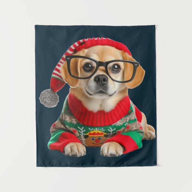Tapiz Suéter feo de Navidad para perro lindo (Anverso)