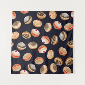 Tapiz Sufganiyot Donuts: Patrón de cosecha de Hanukkah