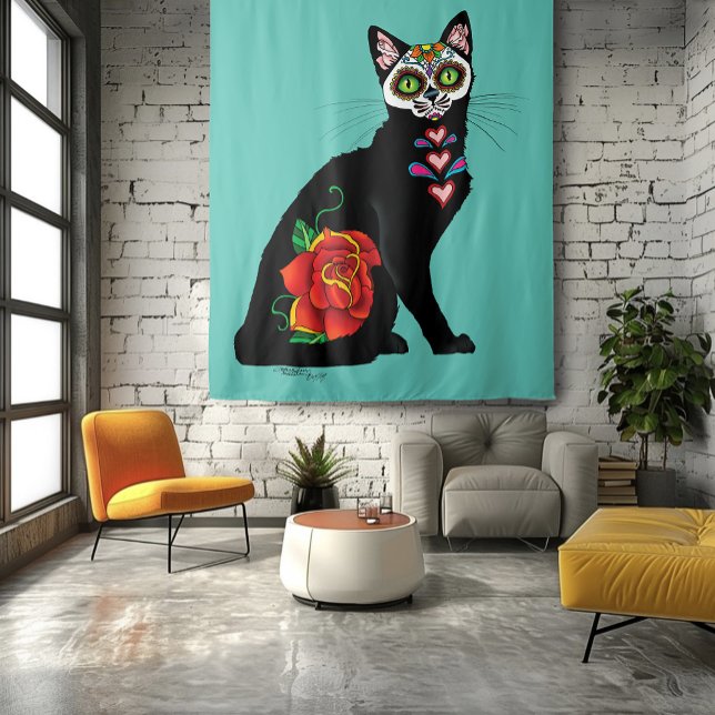 Tapiz Sugar Skull Black Cat (Subido por el creador)
