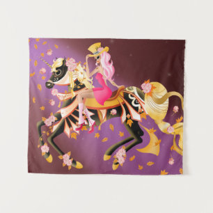 Tapiz Sugar Skull Horse & Lady