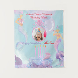 Tapiz ¡Sumérgete en una Fiesta de Cumpleaños de Sirena!