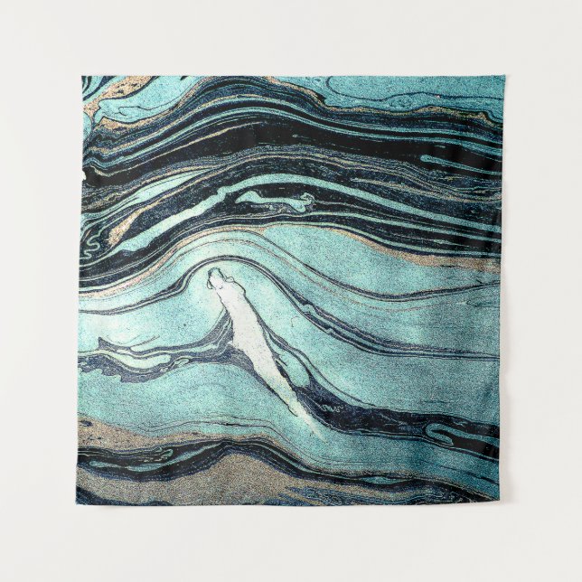 Tapiz Suminagashi, arte marbling japonés. (Anverso)