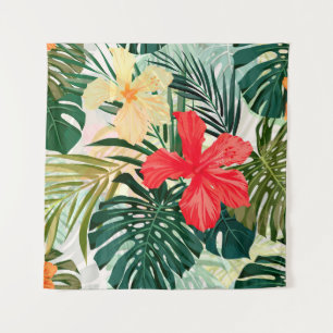 Tapiz Summer colorful hawaiian seamless pattern with tro