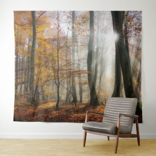Tapiz Sun Rays Mystic Fall Forest Nature Foto -