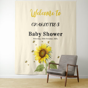 Tapiz Sunflower acuarela con Baby Shower de mariposas
