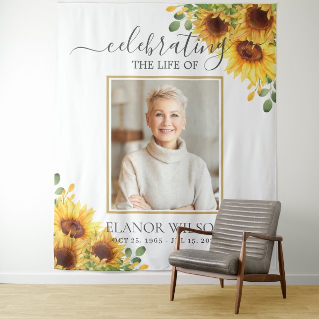 Tapiz Sunflowers Floral Celebration of Life Photo (In situ)