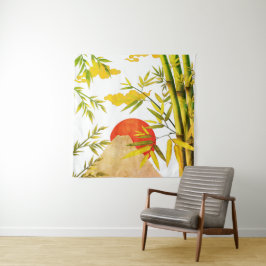 Tapiz Sunrise Japonesa Oriental Con Bambú