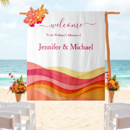 Tapiz Sunset Color Waves Modern Wedding Sign