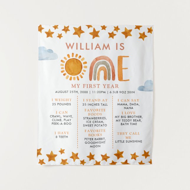 Tapiz Sunshine and Rainbow 1er Birday Milestone Board  (Anverso)